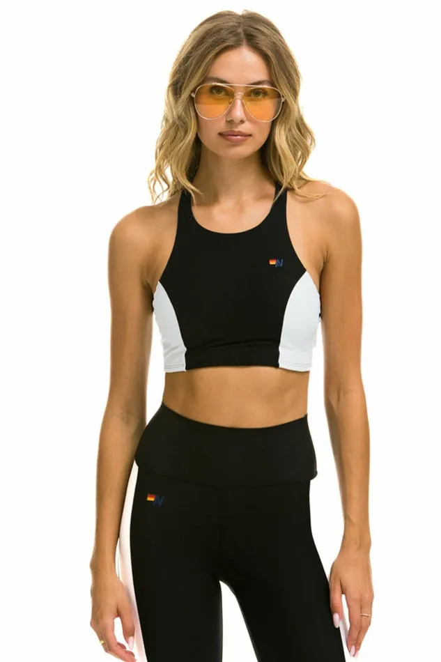 Women COLOR BLOCK RACER SPORTS BRA 8211 BLACK Aviator Nation SportsBras