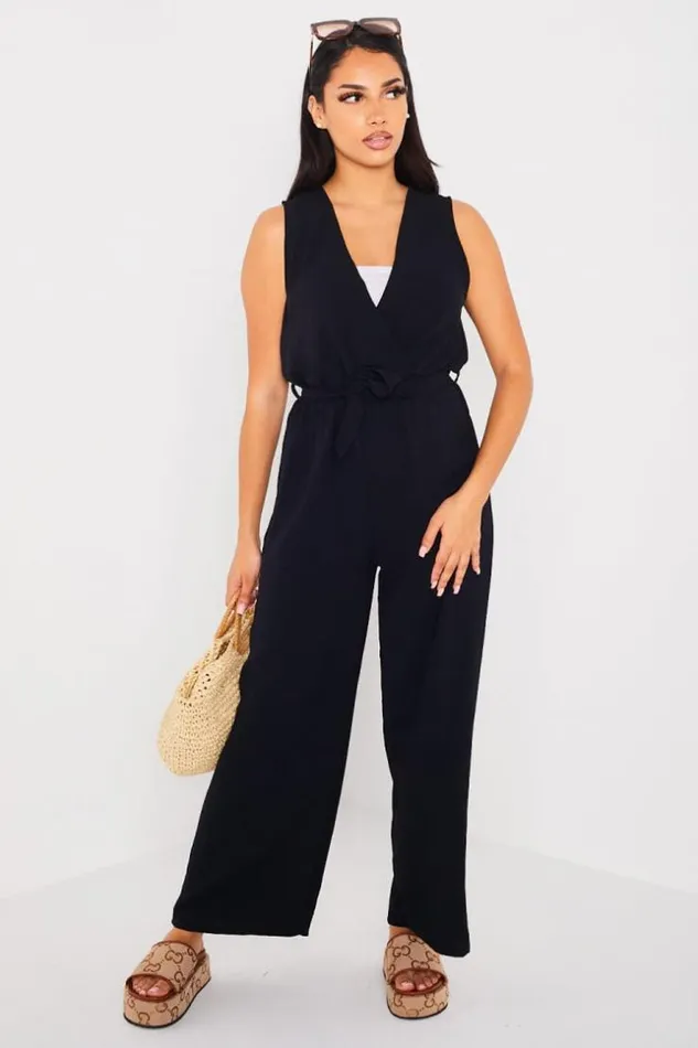 Women Combinaison Pantalon Ceinture Noire Black Brentiny Paris Playsuits