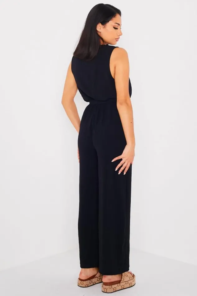 Women Combinaison Pantalon Ceinture Noire Black Brentiny Paris Playsuits