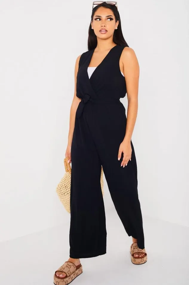 Women Combinaison Pantalon Ceinture Noire Black Brentiny Paris Playsuits