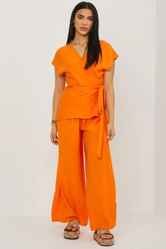Women Combinaison Pantalon Orange Dcollet Crois A Nou Orange Brentiny Paris Playsuits