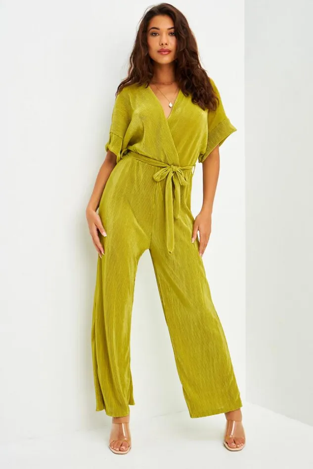 Women Combinaison Pantalon Verte En Velours Ctel Green Brentiny Paris Playsuits