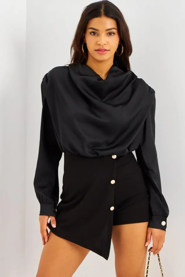 Women Combishort BiMatire Noire Style JupeShort Black Brentiny Paris Playsuits