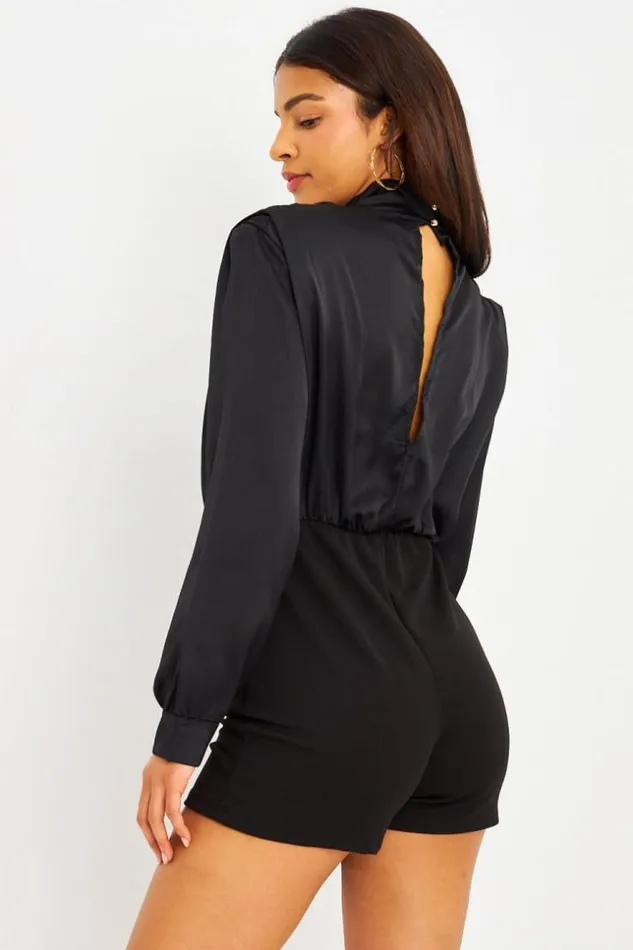 Women Combishort BiMatire Noire Style JupeShort Black Brentiny Paris Playsuits Women Combishort BiMatire Noire Style JupeShort Black Brentiny Paris Playsuits