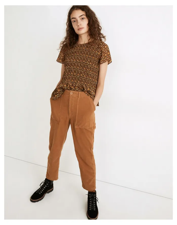 Women Corduroy Griff Tapered Fatigue Pants Warm Hickory Madewell Pants