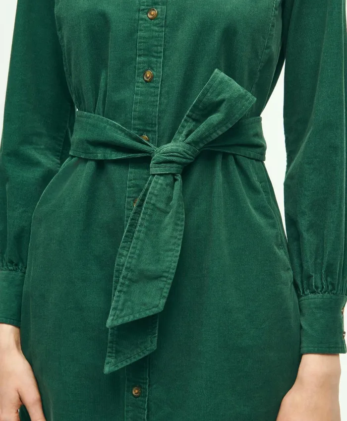 Women Corduroy Shirt Dress Green Brooks Brothers Dresses