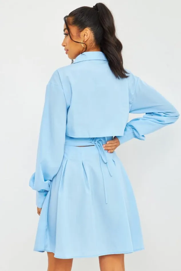 Women Corset Detail Mini Dress With Cut Out Back In Blue Blue Brentiny Paris Ceremonial Outfits