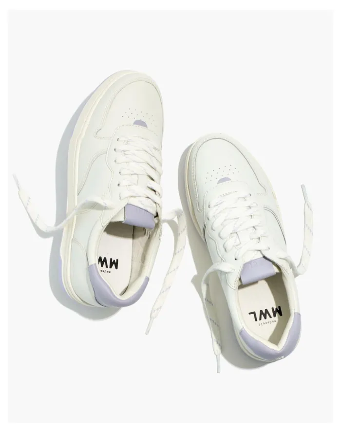 Women Court Low Top Sneakers In White And Purple Distant Lavander Multi Madewell Sneakers