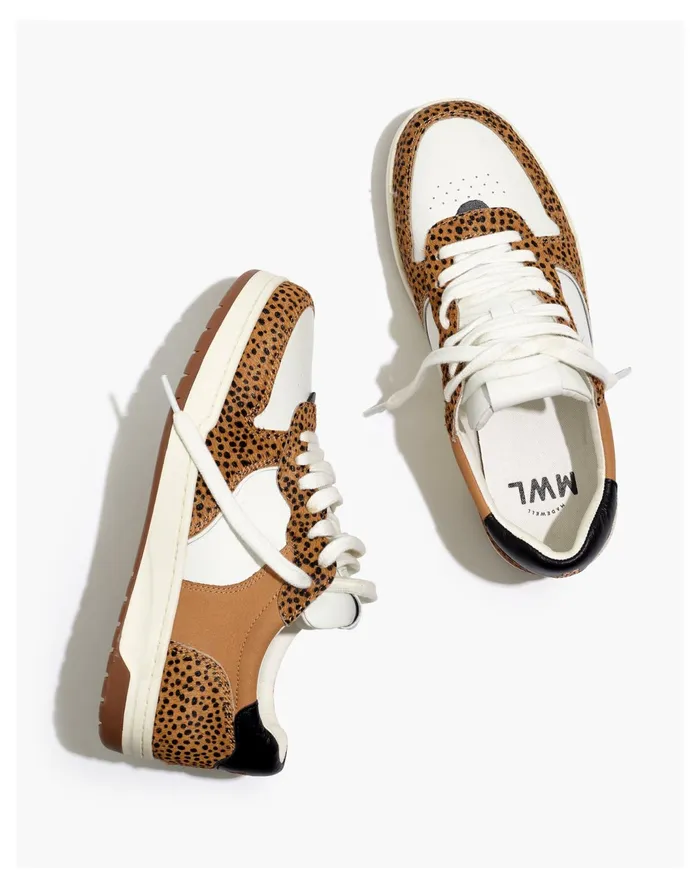 Women Court Sneakers In Spotted Calf Hair Amber Brown Multi Madewell Sneakers