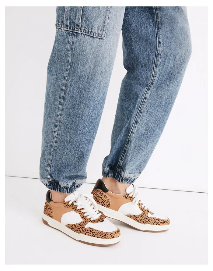 Women Court Sneakers In Spotted Calf Hair Amber Brown Multi Madewell Sneakers Women Court Sneakers In Spotted Calf Hair Amber Brown Multi Madewell Sneakers