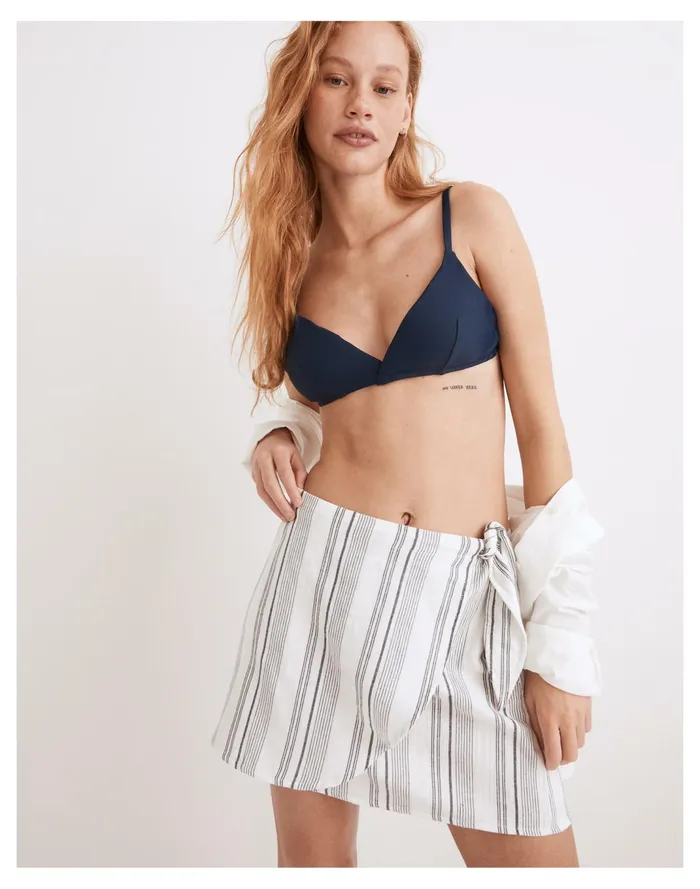 Women Cover Up Wrap Skirt In Stripe Lighthouse Madewell Swim