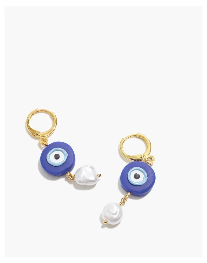 Women CRUMi Stuff FELIZy Evil Eye Pearl Earrings Blue Multi Madewell Earrings