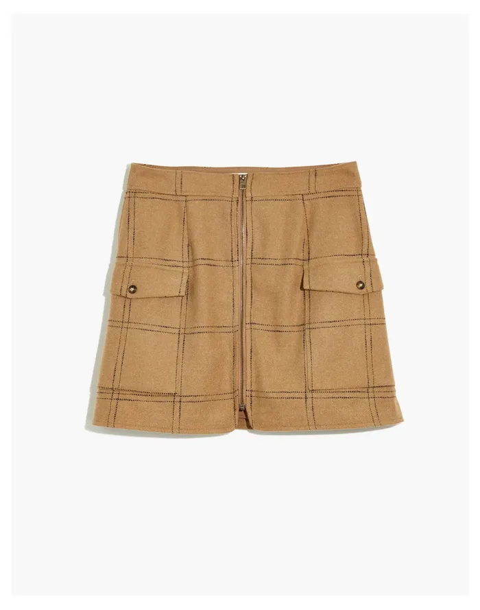 Women Curvy Resourced Zip Front Mini Skirt In Windowpane Camel Madewell Skirts Women Curvy Resourced Zip Front Mini Skirt In Windowpane Camel Madewell Skirts