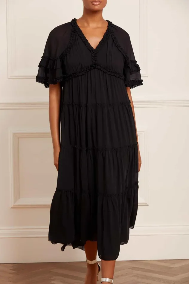Women Day Dresses Needle and Thread Dora Chiffon Ankle Gown Black