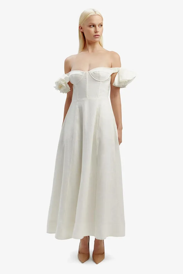 Women Day To Night Dresses Bardot Sigma Midi Dress In Orchid White Orchid White