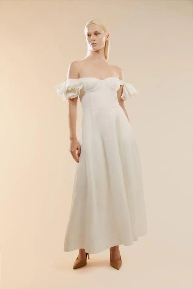 Women Day To Night Dresses Bardot Sigma Midi Dress In Orchid White Orchid White Women Day To Night Dresses Bardot Sigma Midi Dress In Orchid White Orchid White