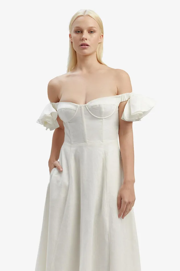 Women Day To Night Dresses Bardot Sigma Midi Dress In Orchid White Orchid White Women Day To Night Dresses Bardot Sigma Midi Dress In Orchid White Orchid White