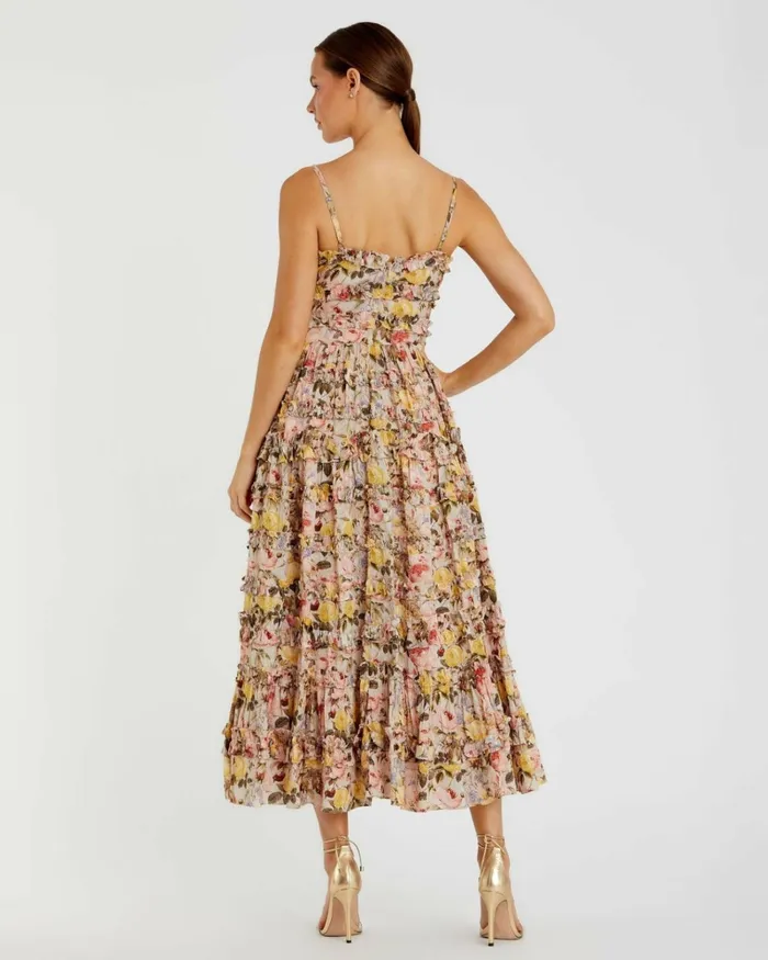 Women Daytime Dresses Mac Duggal Floral Print Ruffle Tiered Midi Dress Ivory Multi Women Daytime Dresses Mac Duggal Floral Print Ruffle Tiered Midi Dress Ivory Multi