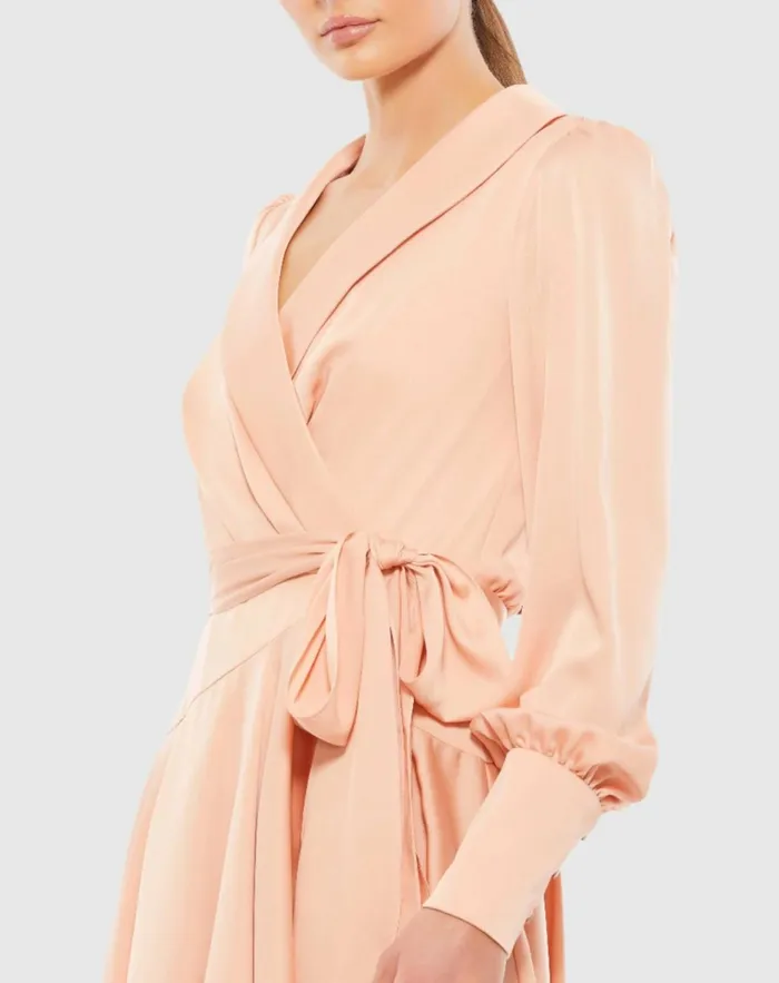 Women Daytime Dresses Mac Duggal Pink Short Wrap Dress Salmon