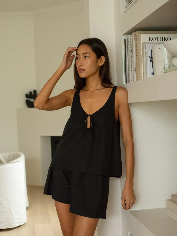 Women Deiji Studios 8211 U Shape Cotton Set In Black The UNDONE Loungewear