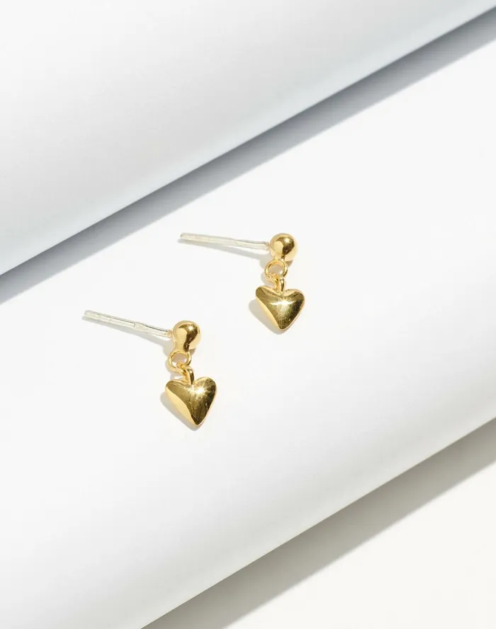 Women Delicate Collection Demi Fine 14k Plated Heart Dangle Stud Earrings 14k Gold Madewell 14K GoldPlated Women Delicate Collection Demi Fine 14k Plated Heart Dangle Stud Earrings 14k Gold Madewell 14K GoldPlated