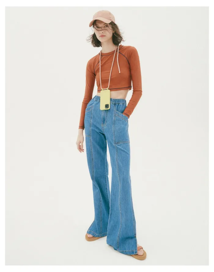 Women Denim Pull On Loose Flare Pants Reeves Wash Madewell Pants Women Denim Pull On Loose Flare Pants Reeves Wash Madewell Pants