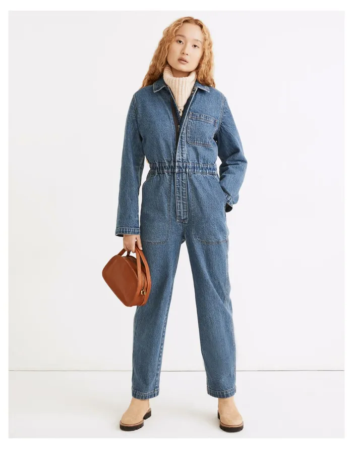 Women Denim Straight Coverall Jumpsuit Maynard Wash Madewell Jumpsuits and Overalls