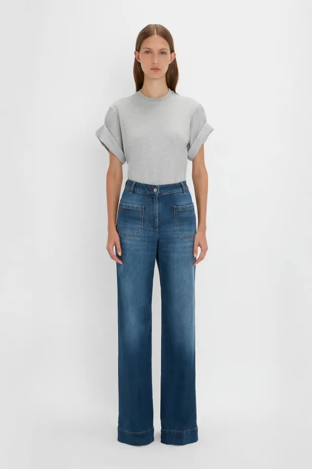 Women Denim Victoria Beckham Alina Jean In Dark Vintage Wash