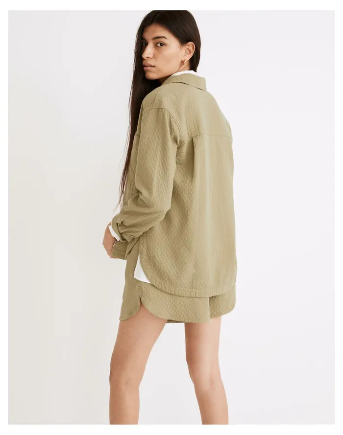 Women Diamond Jacquard Shirt Jacket Muted Olive Madewell Tops and Shirts Women Diamond Jacquard Shirt Jacket Muted Olive Madewell Tops and Shirts