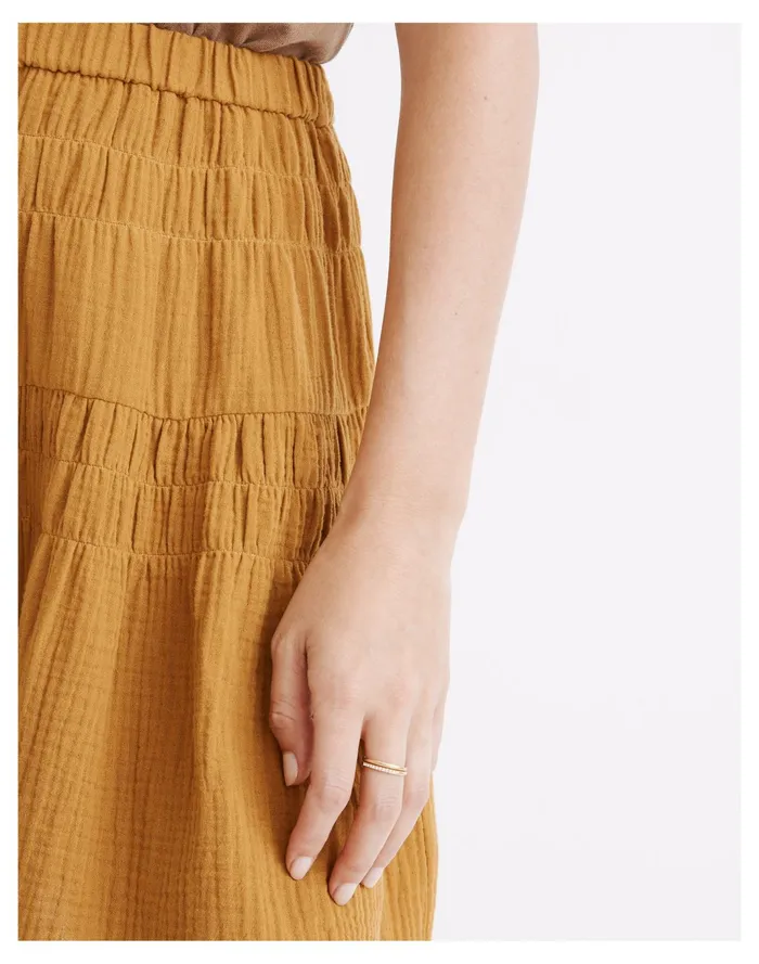 Women Double Gauze Smocked Mini Skirt Antique Gold Madewell Skirts Women Double Gauze Smocked Mini Skirt Antique Gold Madewell Skirts