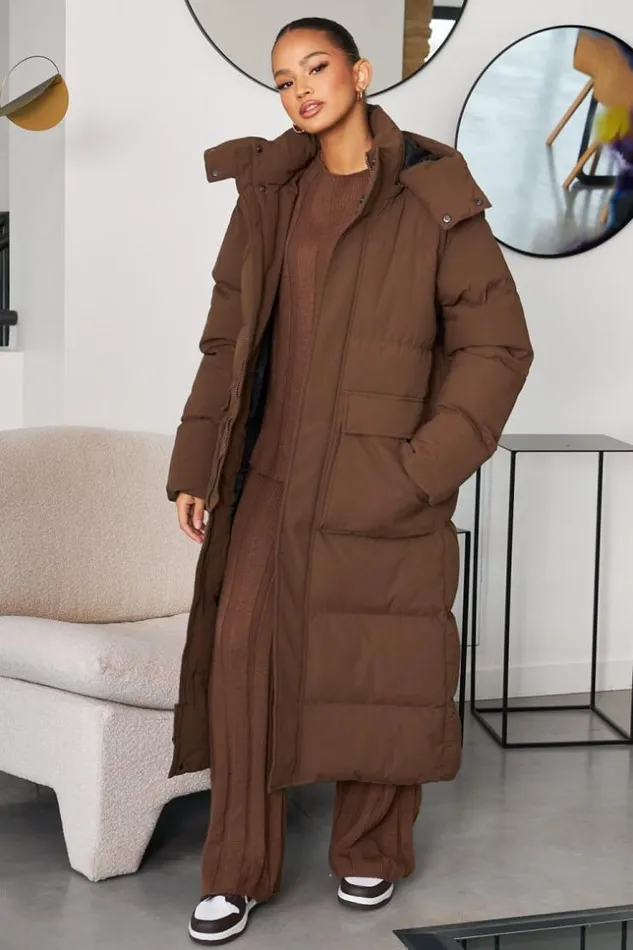 Women Doudoune Matelasse Longue Marron Capuche Brown Brentiny Paris White Tops Women Doudoune Matelasse Longue Marron Capuche Brown Brentiny Paris White Tops