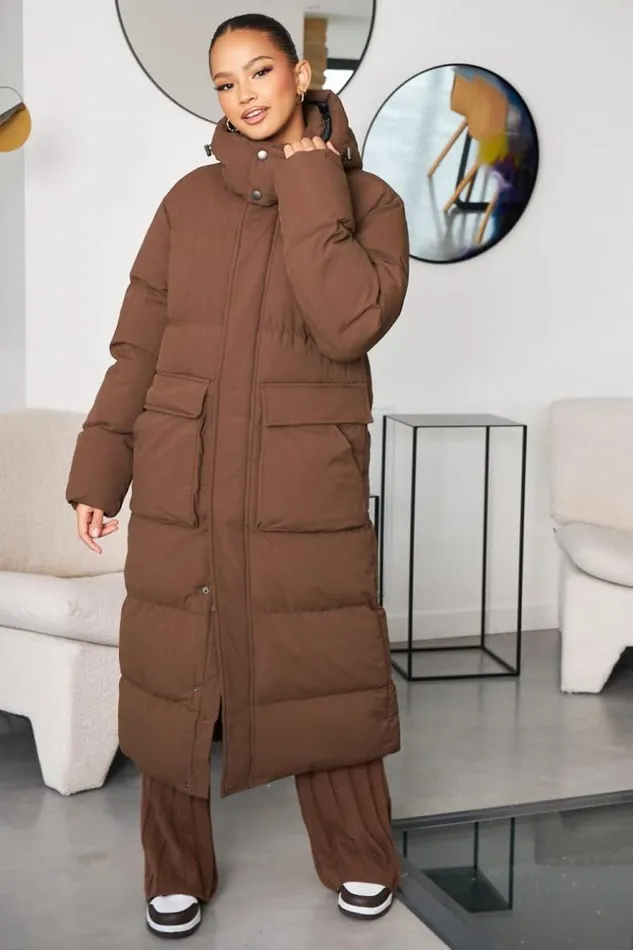 Women Doudoune Matelasse Longue Marron Capuche Brown Brentiny Paris White Tops Women Doudoune Matelasse Longue Marron Capuche Brown Brentiny Paris White Tops