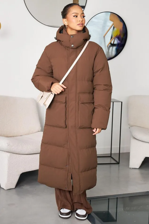 Women Doudoune Matelasse Longue Marron Capuche Brown Brentiny Paris White Tops Women Doudoune Matelasse Longue Marron Capuche Brown Brentiny Paris White Tops