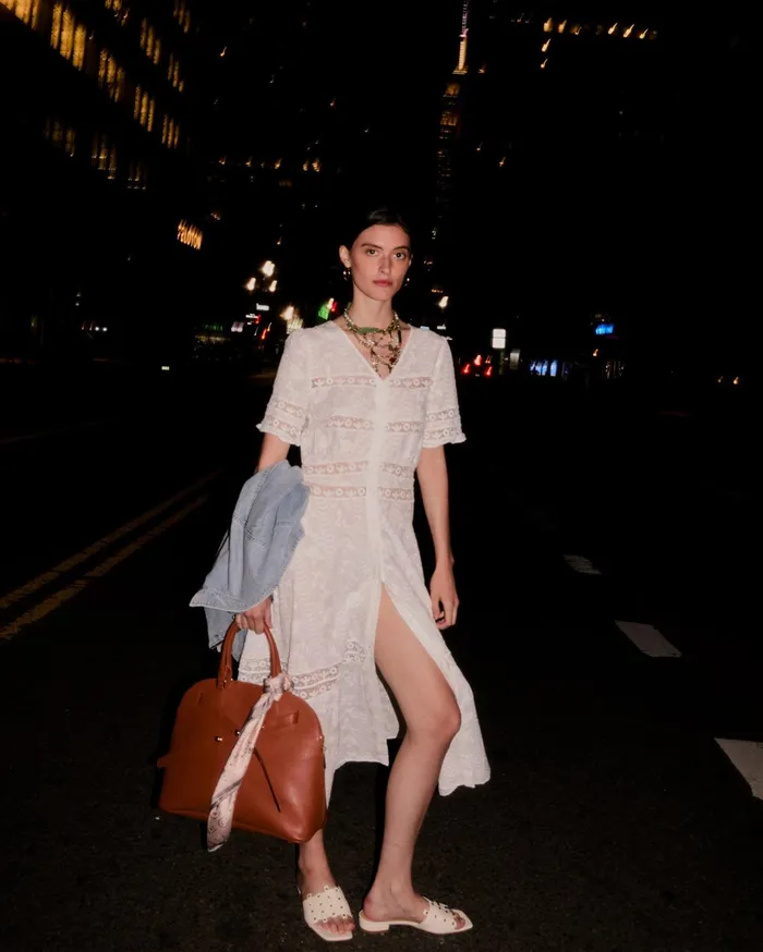 Women Dresses Belle and Bloom Summer Breeze Lace Midi Dress 8211 White