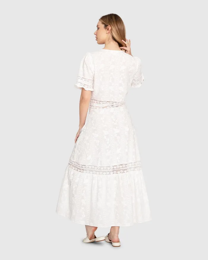 Women Dresses Belle and Bloom Summer Breeze Lace Midi Dress 8211 White