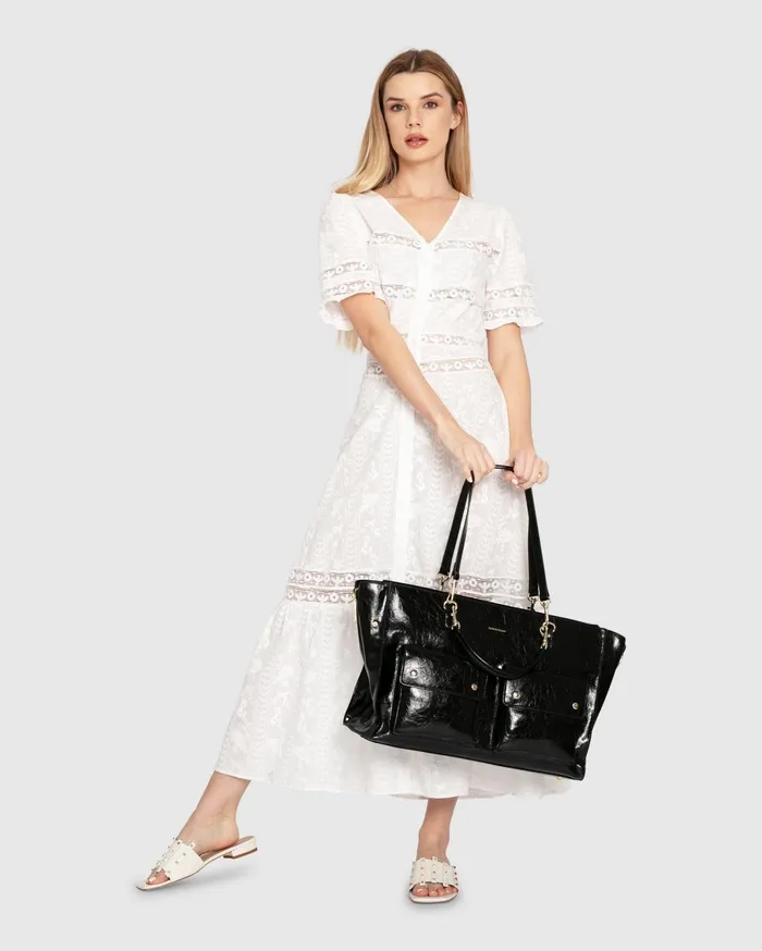 Women Dresses Belle and Bloom Summer Breeze Lace Midi Dress 8211 White