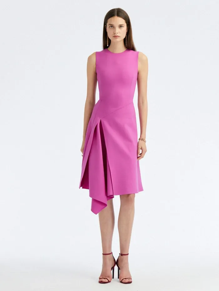 Women Dresses Oscar De La Renta Draped Skirt Wool Dress Orchid