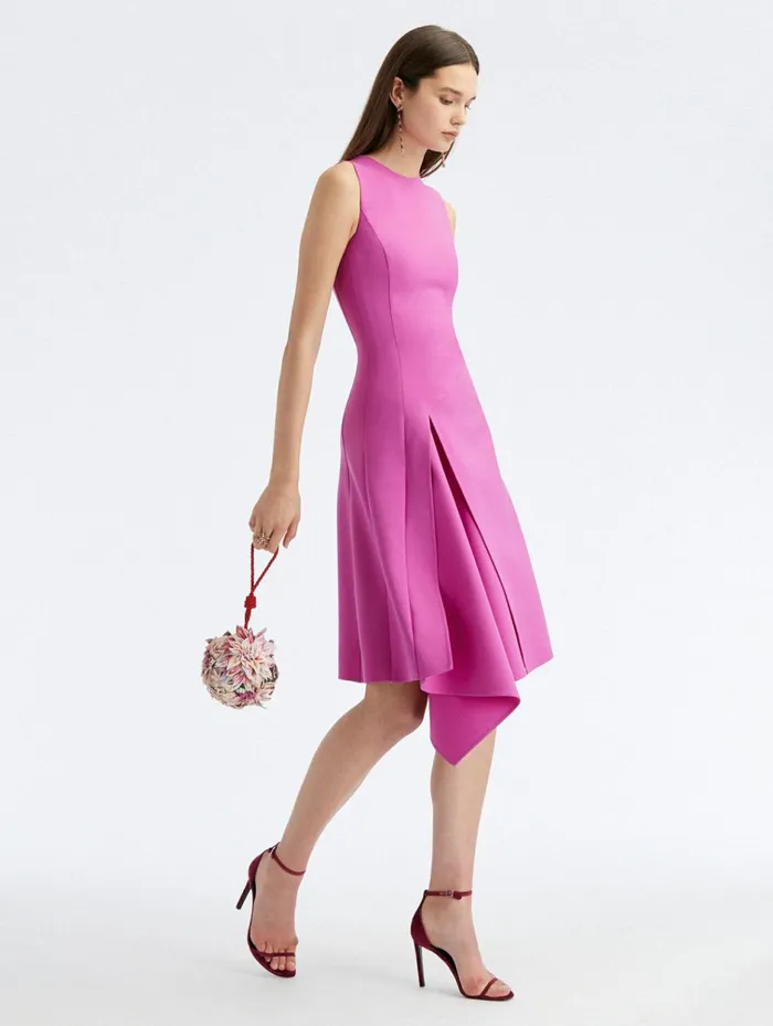 Women Dresses Oscar De La Renta Draped Skirt Wool Dress Orchid Women Dresses Oscar De La Renta Draped Skirt Wool Dress Orchid