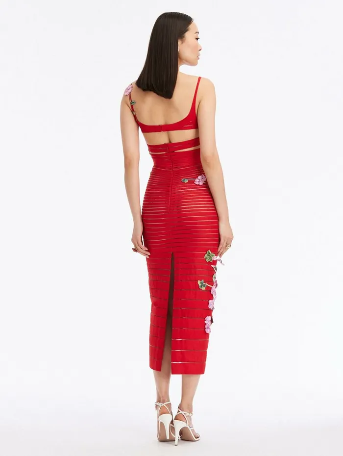 Women Dresses Oscar De La Renta Geranium Threadwork Cocktail Dress Red Women Dresses Oscar De La Renta Geranium Threadwork Cocktail Dress Red