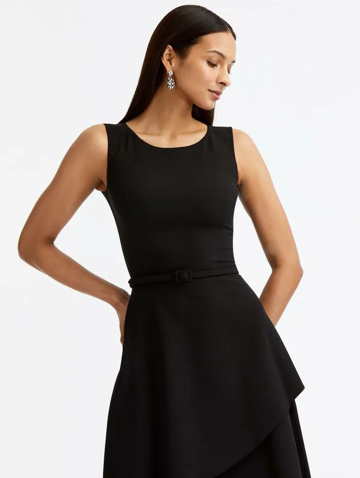 Women Dresses Oscar De La Renta Sleeveless Wrap Effect Dress Black Women Dresses Oscar De La Renta Sleeveless Wrap Effect Dress Black