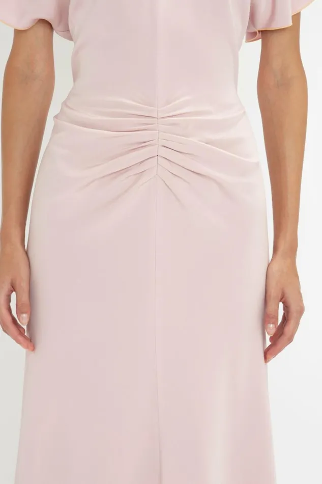 Women Dresses Victoria Beckham Gathered Waist Midi Dress In Blush