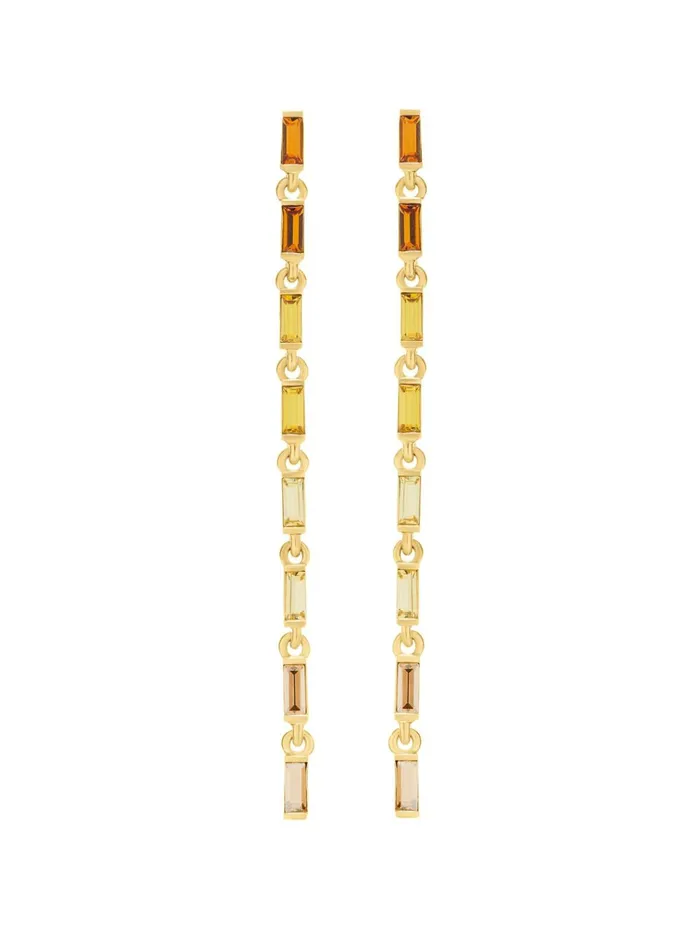 Women Earrings Oscar De La Renta Crystal Baguette Strand Earrings Topaz Multi