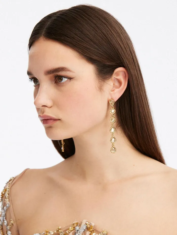 Women Earrings Oscar De La Renta Lintzer Vertical Earrings Golden Shadow Women Earrings Oscar De La Renta Lintzer Vertical Earrings Golden Shadow