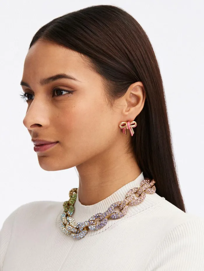 Women Earrings Oscar De La Renta Mini Bow TwoTone Earrings Rose Women Earrings Oscar De La Renta Mini Bow TwoTone Earrings Rose
