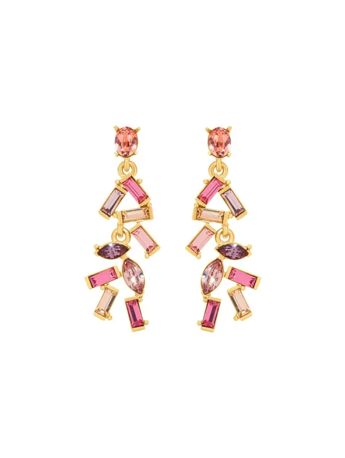 Women Earrings Oscar De La Renta Mini Funfetti Stone Earrings Rose Multi
