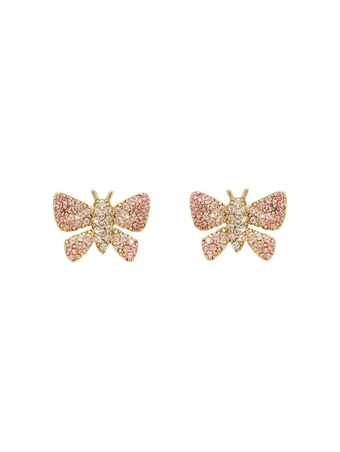 Women Earrings Oscar De La Renta Small Butterfly Earrings Rose Multi