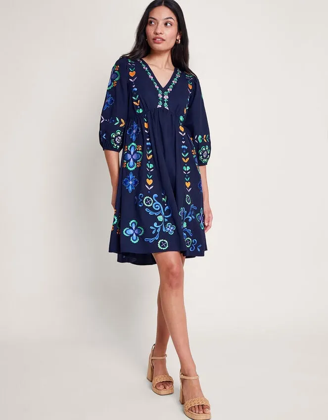 Women Eden Embroidered Dress Blue Monsoon Dresses
