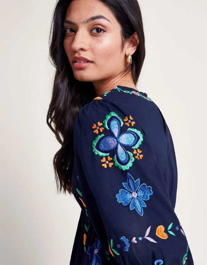 Women Eden Embroidered Dress Blue Monsoon Dresses