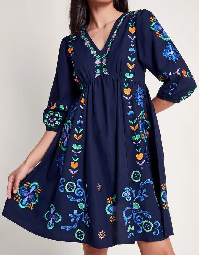Women Eden Embroidered Dress Blue Monsoon Dresses