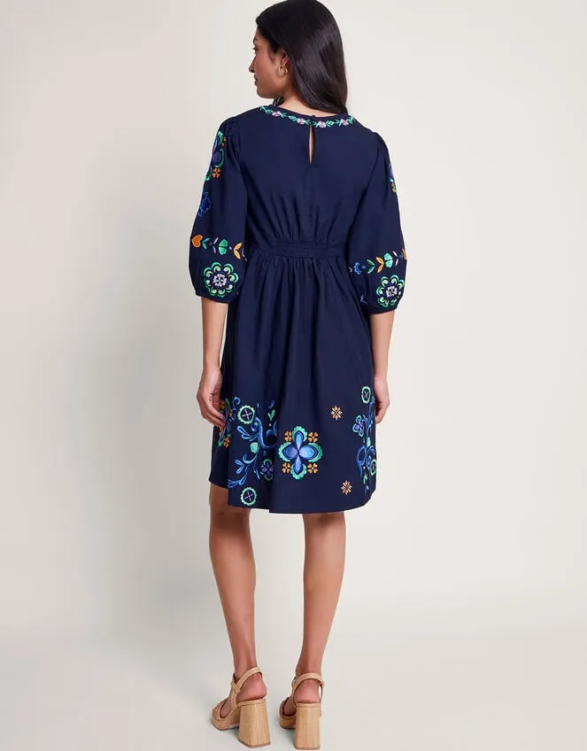 Women Eden Embroidered Dress Blue Monsoon Dresses